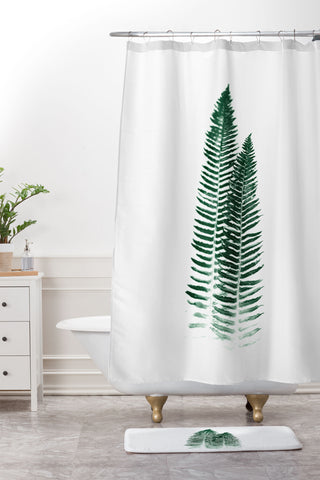 Nature Magick Green Forest Fern Shower Curtain And Mat