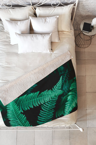 Nature Magick Green Forest Ferns Fleece Throw Blanket