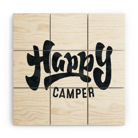 Nature Magick HAPPY CAMPER Black and White R Wood Wall Mural
