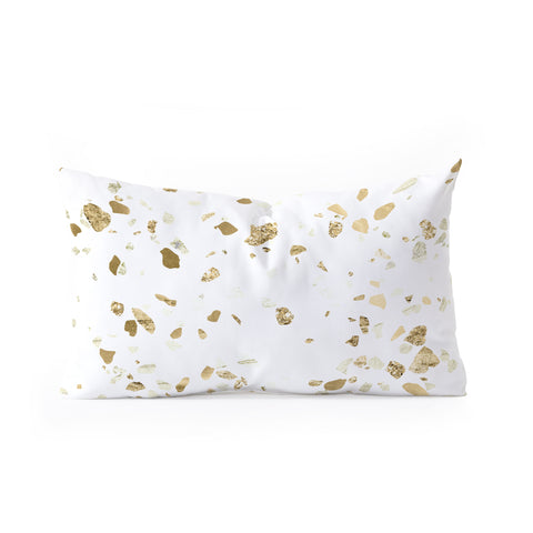 Nature Magick Metallic Gold Terrazzo Sparkle Oblong Throw Pillow