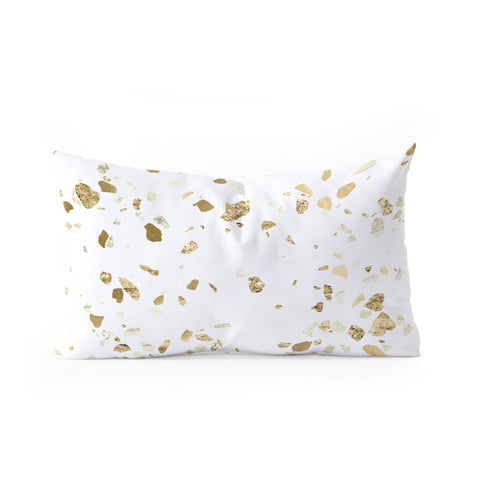 Nature Magick Metallic Gold Terrazzo Sparkle Oblong Throw Pillow