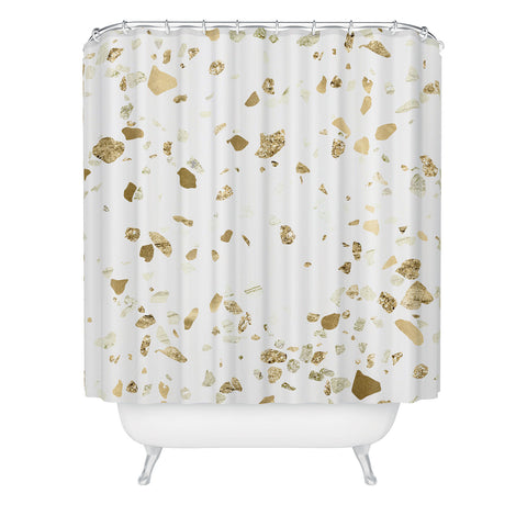 Nature Magick Metallic Gold Terrazzo Sparkle Shower Curtain