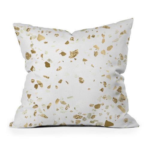 Nature Magick Metallic Gold Terrazzo Sparkle Throw Pillow