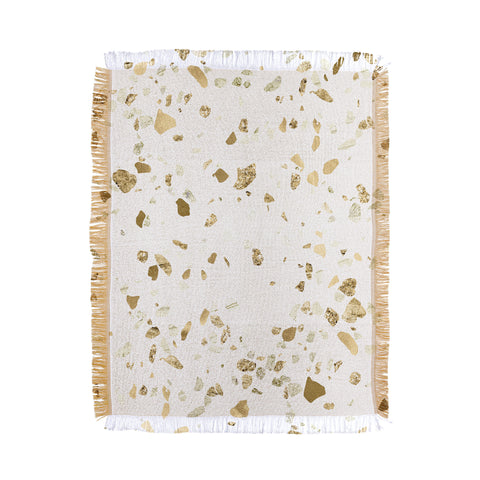 Nature Magick Metallic Gold Terrazzo Sparkle Throw Blanket