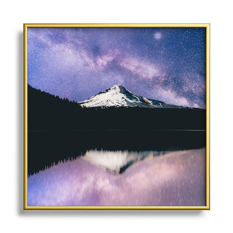 Nature Magick Mount Hood Galaxy Lake Metal Square Framed Art Print