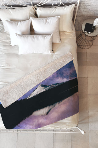 Nature Magick Mount Hood Galaxy Lake Fleece Throw Blanket