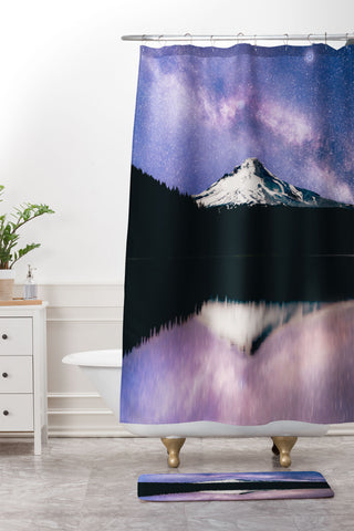 Nature Magick Mount Hood Galaxy Lake Shower Curtain And Mat