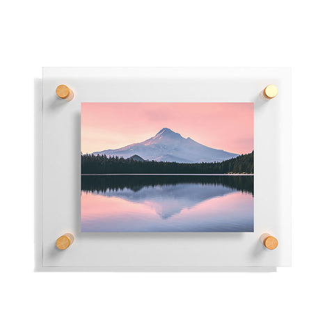 Nature Magick Mount Hood Pink Sunrise Lake Floating Acrylic Print