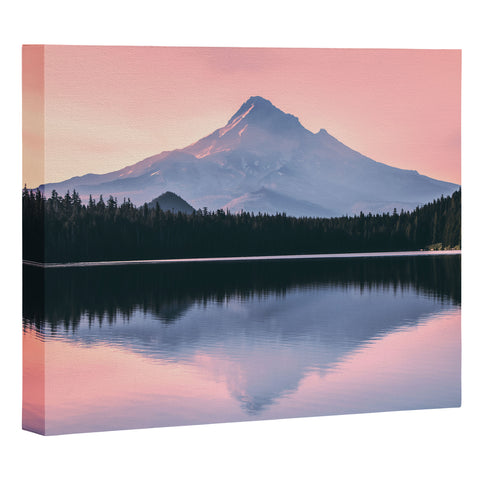 Nature Magick Mount Hood Pink Sunrise Lake Art Canvas