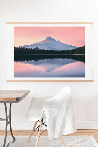 Nature Magick Mount Hood Pink Sunrise Lake Art Print And Hanger