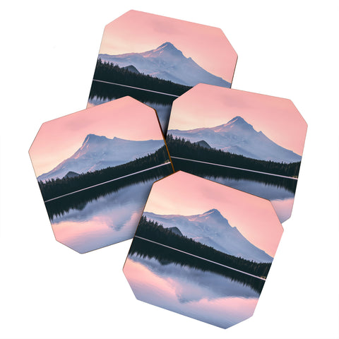 Nature Magick Mount Hood Pink Sunrise Lake Coaster Set