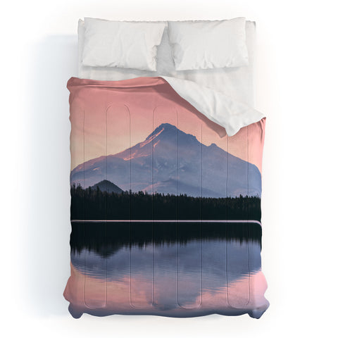 Nature Magick Mount Hood Pink Sunrise Lake Comforter