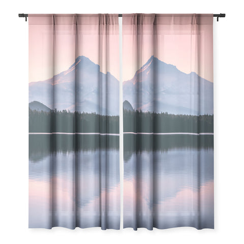 Nature Magick Mount Hood Pink Sunrise Lake Sheer Non Repeat
