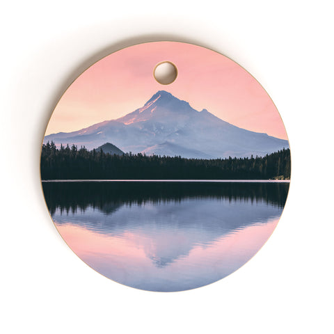 Nature Magick Mount Hood Pink Sunrise Lake Cutting Board Round