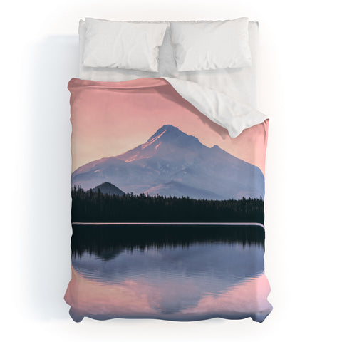 Nature Magick Mount Hood Pink Sunrise Lake Duvet Cover