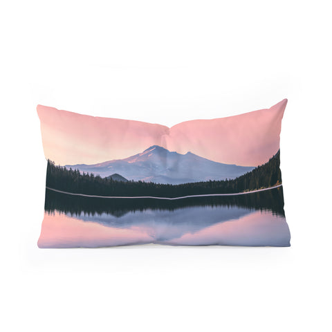 Nature Magick Mount Hood Pink Sunrise Lake Oblong Throw Pillow