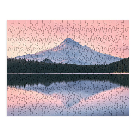 Nature Magick Mount Hood Pink Sunrise Lake Puzzle