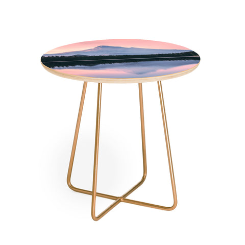 Nature Magick Mount Hood Pink Sunrise Lake Round Side Table