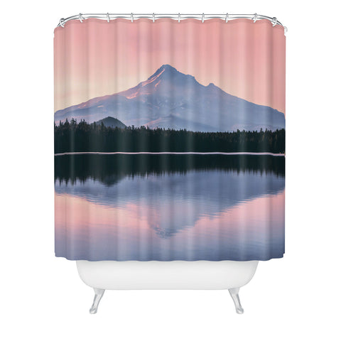 Nature Magick Mount Hood Pink Sunrise Lake Shower Curtain