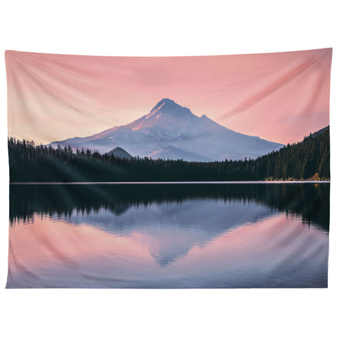 Nature Magick Mount Hood Pink Sunrise Lake Tapestry