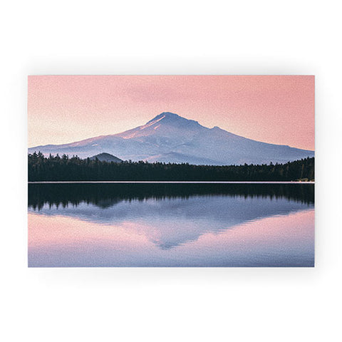 Nature Magick Mount Hood Pink Sunrise Lake Welcome Mat