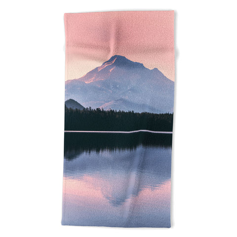 Nature Magick Mount Hood Pink Sunrise Lake Beach Towel