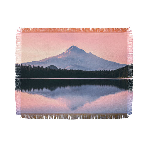 Nature Magick Mount Hood Pink Sunrise Lake Throw Blanket