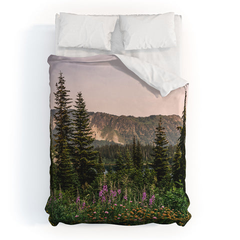 Nature Magick Mount Rainier Wildflower Adventure National Park Wanderlust Duvet Cover