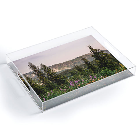 Nature Magick Mount Rainier Wildflower Adventure National Park Wanderlust Acrylic Tray