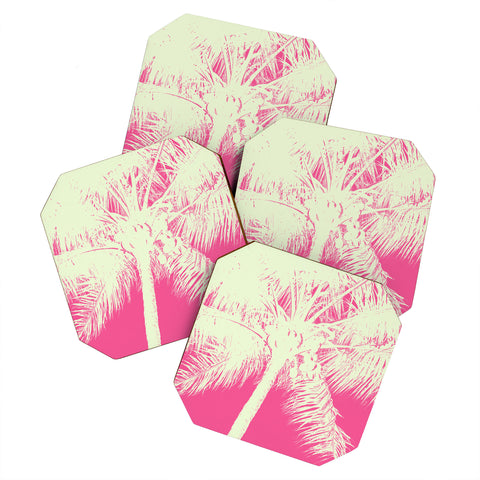Nature Magick Palm Tree Summer Beach Pink Coaster Set