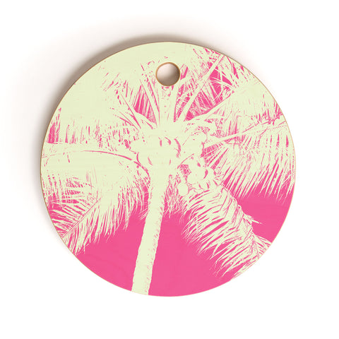 Nature Magick Palm Tree Summer Beach Pink Cutting Board Round