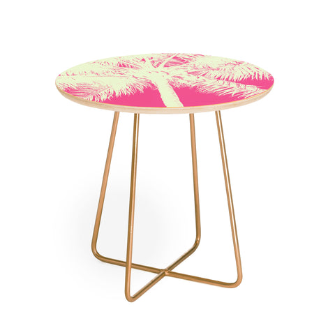 Nature Magick Palm Tree Summer Beach Pink Round Side Table