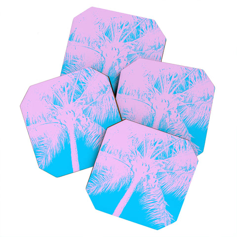 Nature Magick Palm Tree Summer Beach Teal Coaster Set