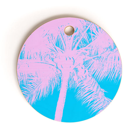 Nature Magick Palm Tree Summer Beach Teal Cutting Board Round