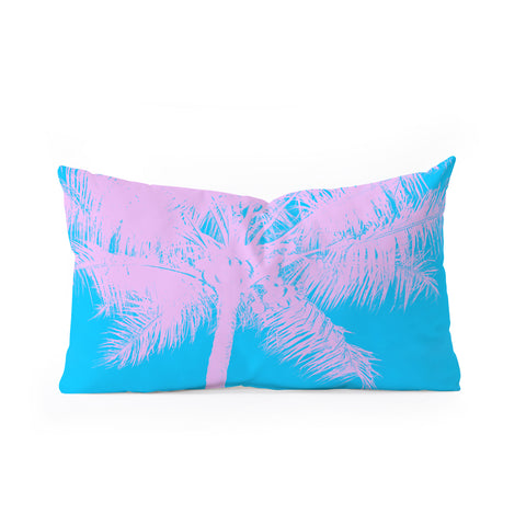 Nature Magick Palm Tree Summer Beach Teal Oblong Throw Pillow