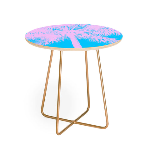 Nature Magick Palm Tree Summer Beach Teal Round Side Table