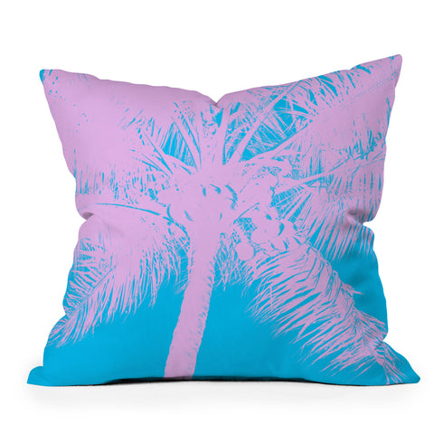 Nature Magick Palm Tree Summer Beach Teal Throw Pillow