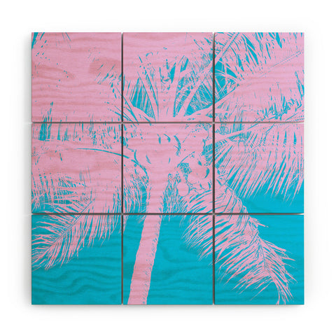 Nature Magick Palm Tree Summer Beach Teal Wood Wall Mural