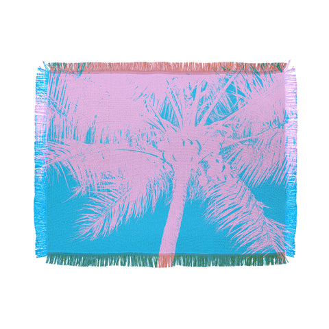 Nature Magick Palm Tree Summer Beach Teal Throw Blanket