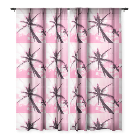 Nature Magick Palm Trees Pink Sheer Window Curtain