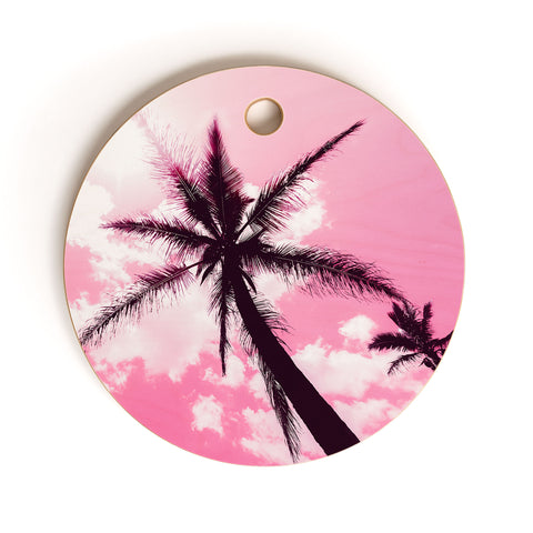 Nature Magick Palm Trees Pink Cutting Board Round