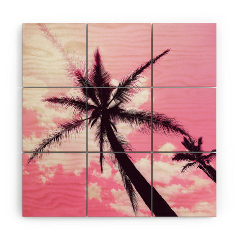 Nature Magick Palm Trees Pink Wood Wall Mural