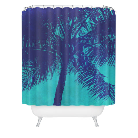 Nature Magick Palm Trees Summer Turquoise Shower Curtain