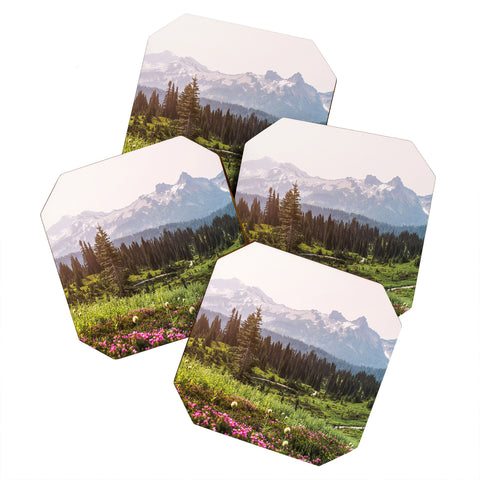 Nature Magick Pink Mountain Wildflowers Coaster Set
