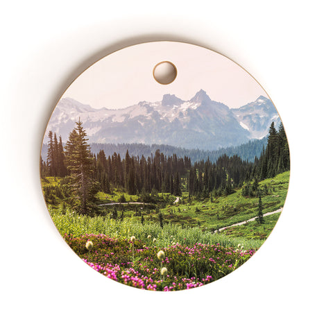 Nature Magick Pink Mountain Wildflowers Cutting Board Round