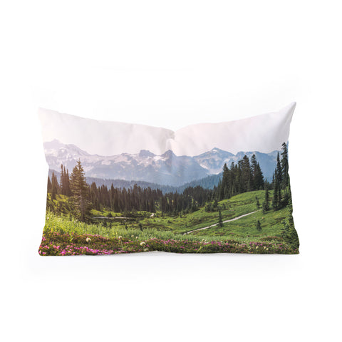 Nature Magick Pink Mountain Wildflowers Oblong Throw Pillow