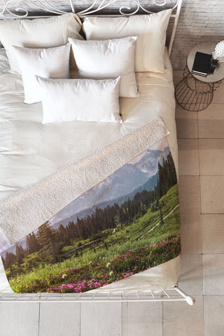 Nature Magick Pink Mountain Wildflowers Fleece Throw Blanket