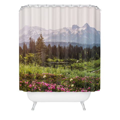 Nature Magick Pink Mountain Wildflowers Shower Curtain