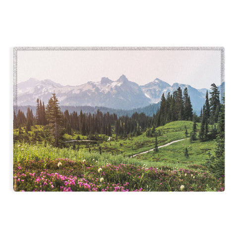 Nature Magick Pink Mountain Wildflowers Outdoor Rug