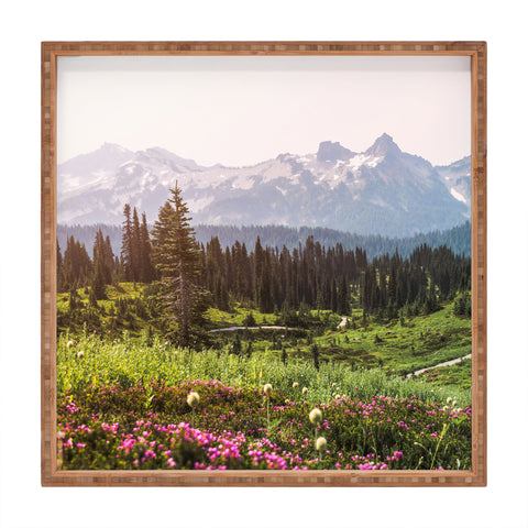 Nature Magick Pink Mountain Wildflowers Square Tray